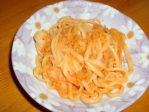 とっても簡単☆キムチクリームうどん